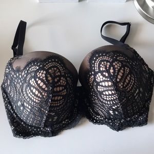 Black and Nude Lace Bra